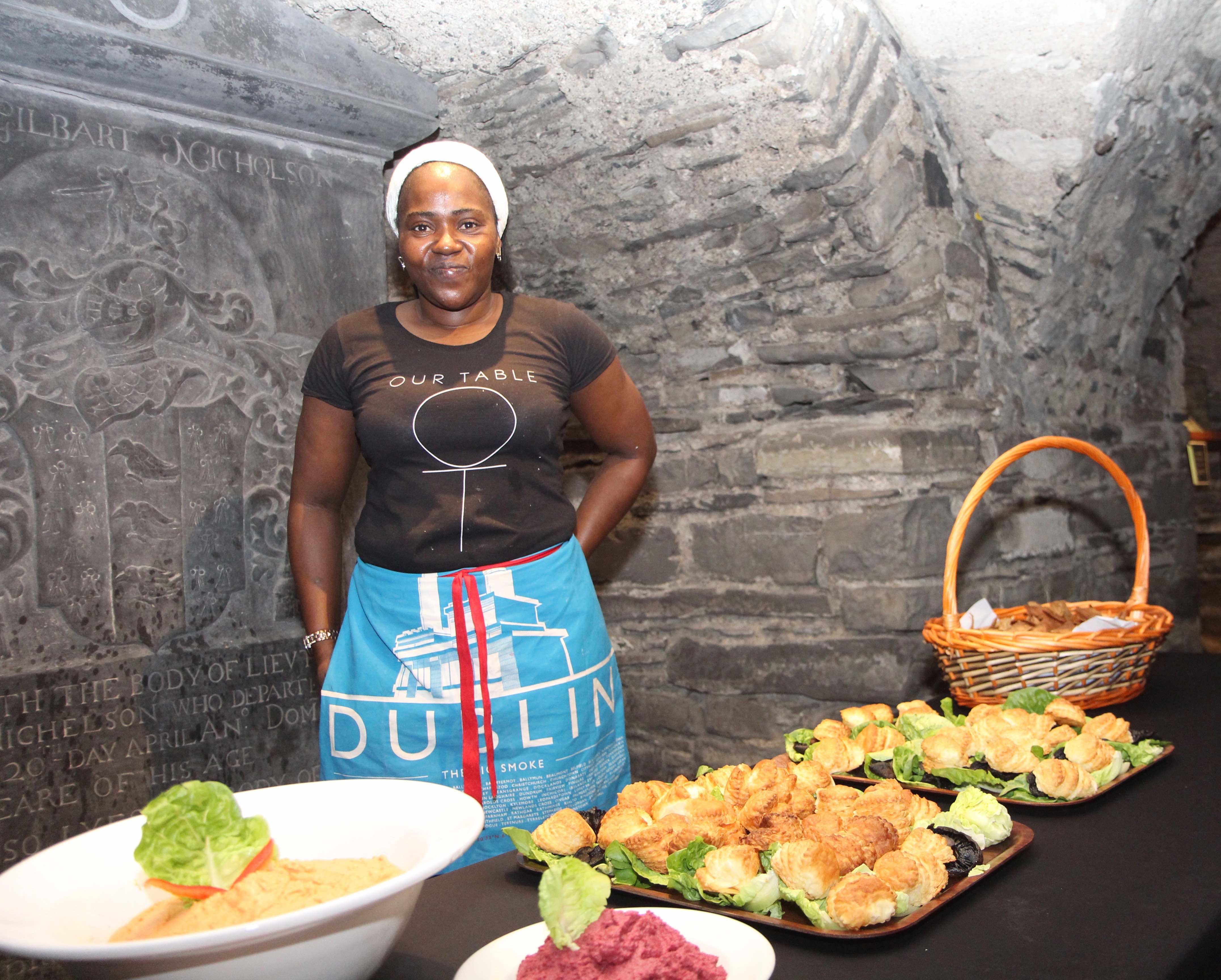 Ellie Kisyombe of 'Our Table' who provided food for the opening night.o