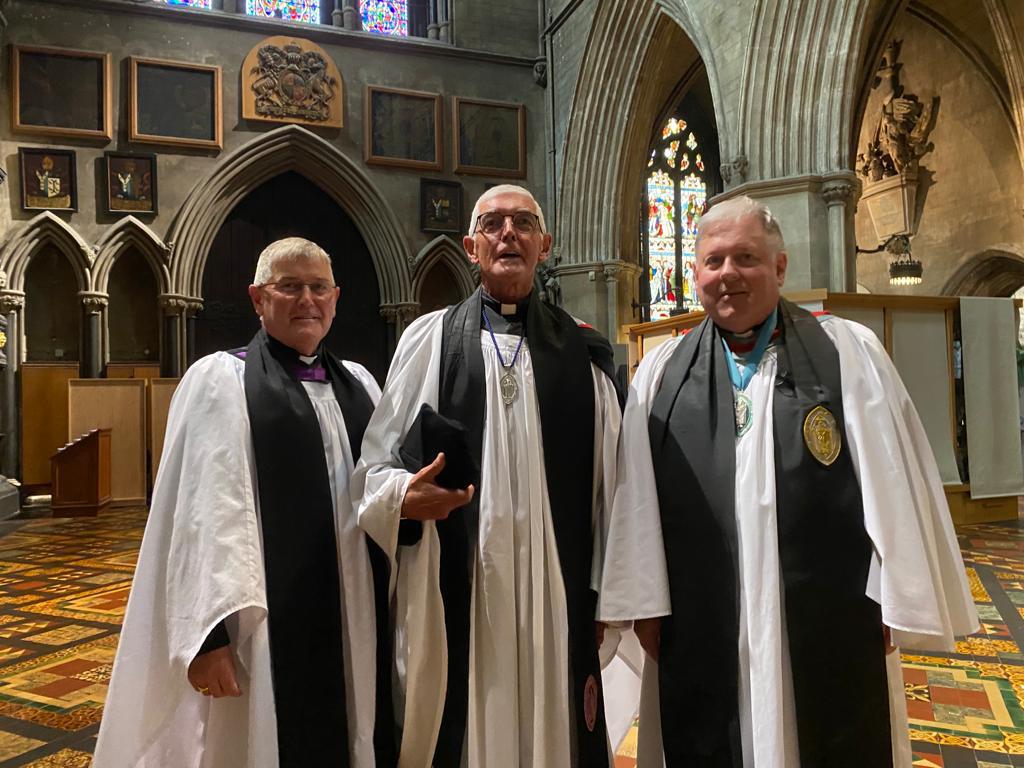 Archdeacon David Pierpoint (centre) with the Dean of St Patrick's Cathedral, the Very Revd William Morton (right) and his brother the Revd Nigel Pierpoint (left).