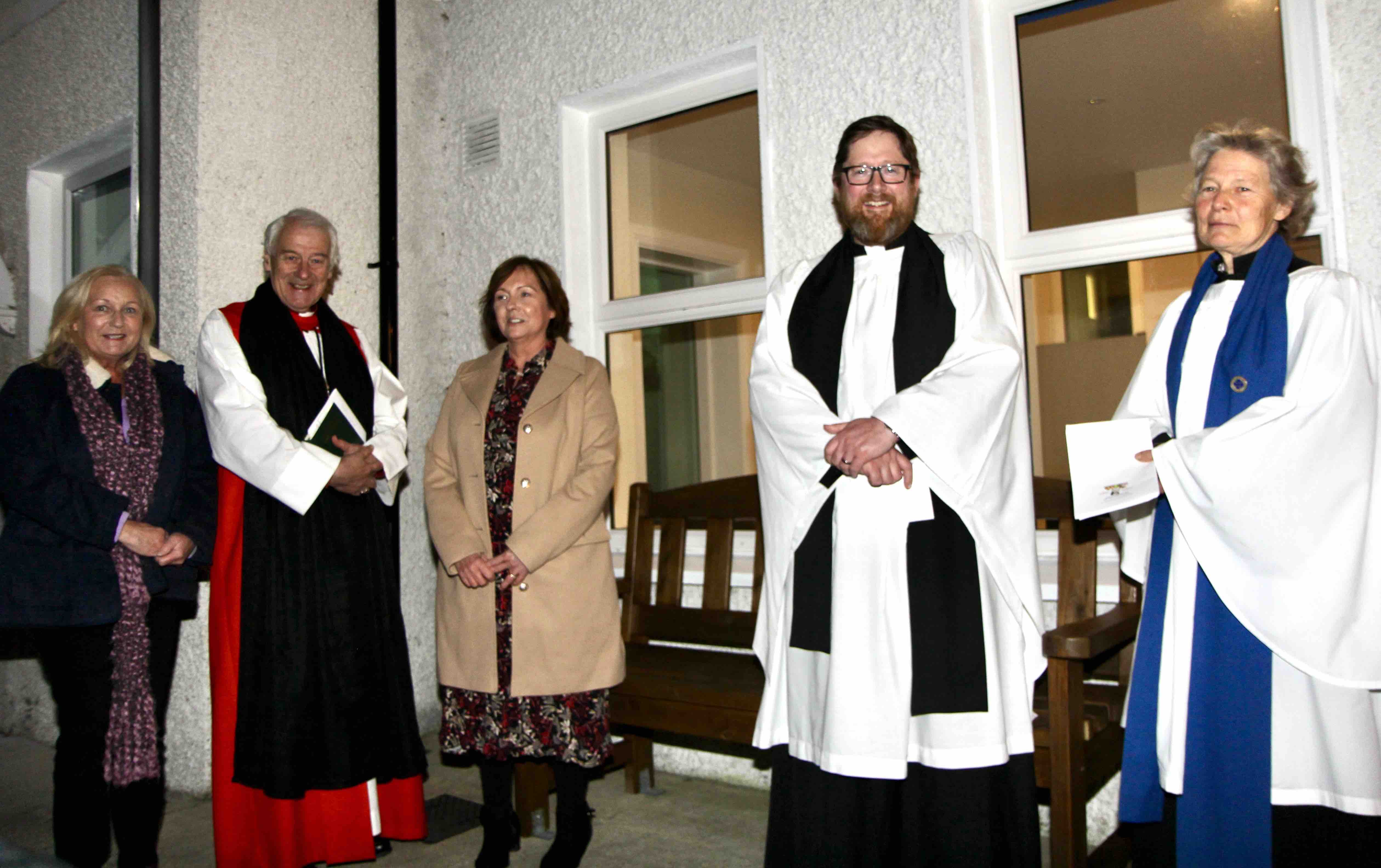 Rededicating Newcastle Parish Centre and dedicating a bench in memory of Mervyn Garrett.