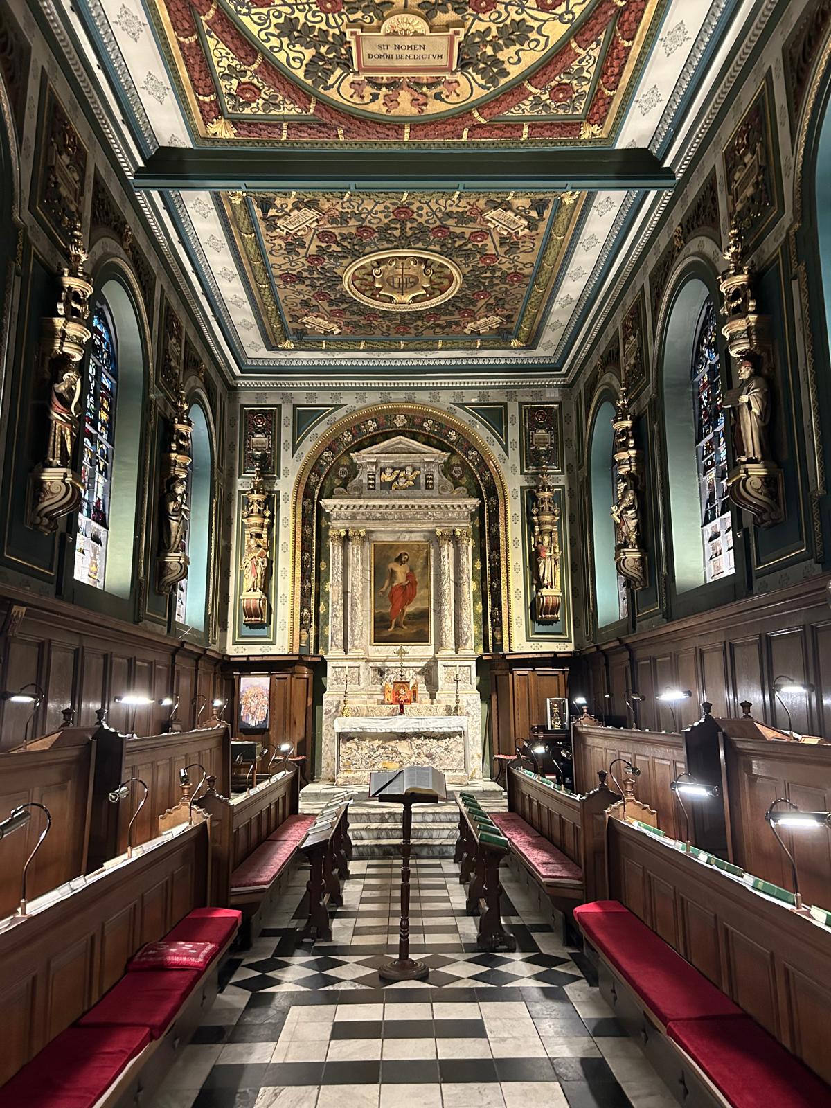 The interior of Pembroke College Chapel.