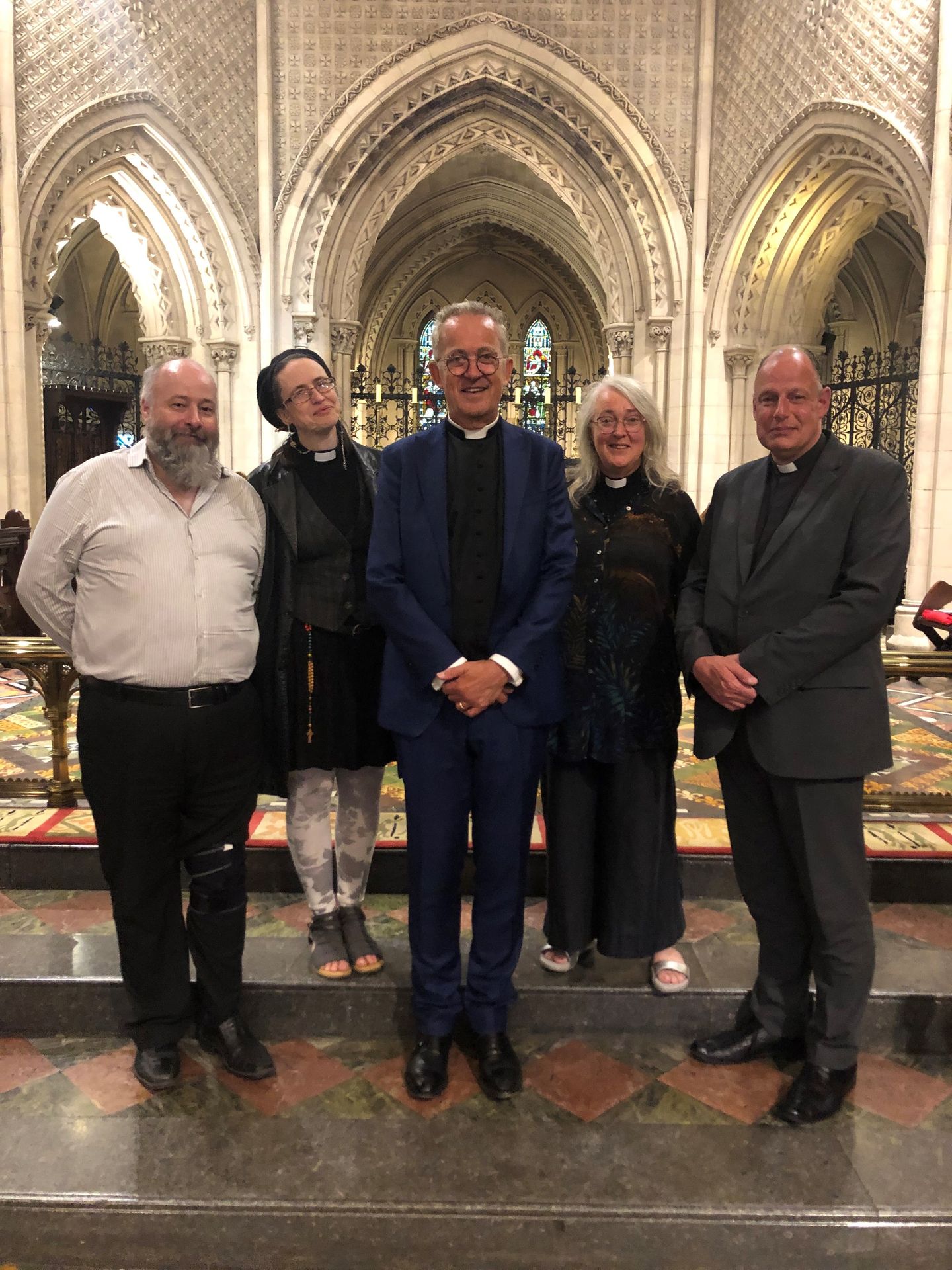 The Revd Lindsay Llewellyn-MacDuff with her husband Doug, Dean Dermot Dunne, Canon Prof Anne Lodge and Canon Roy Byrne following her licencing.