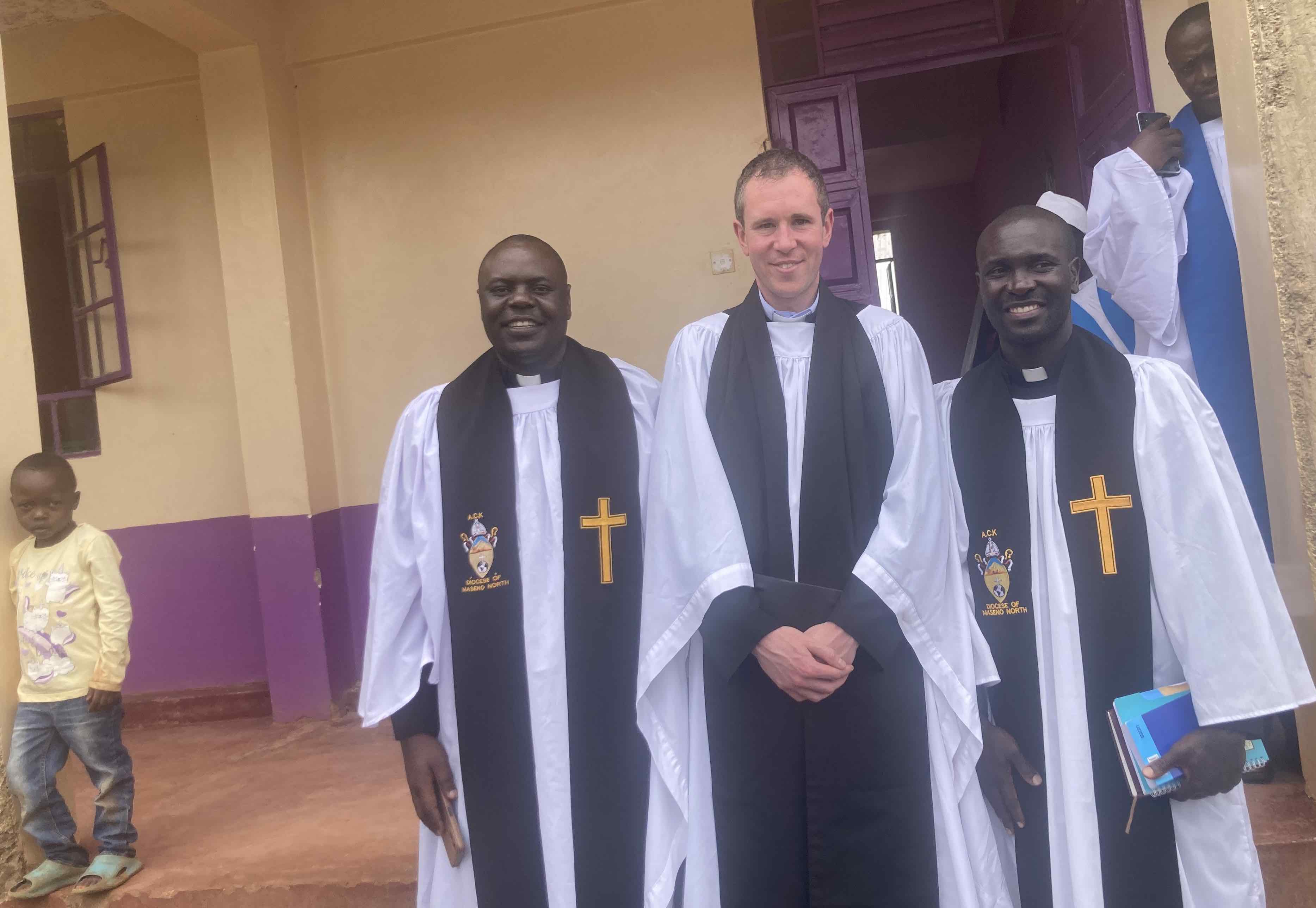 Revd Sean with the Revd Moses and Wandeche Rector Revd Immanuel.