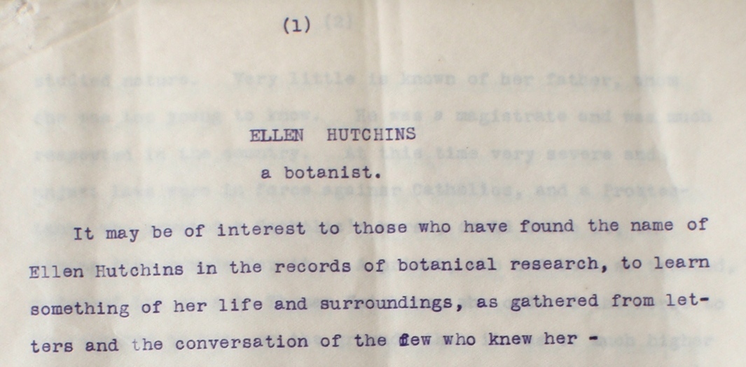 Memoir of Ellen Hutchins