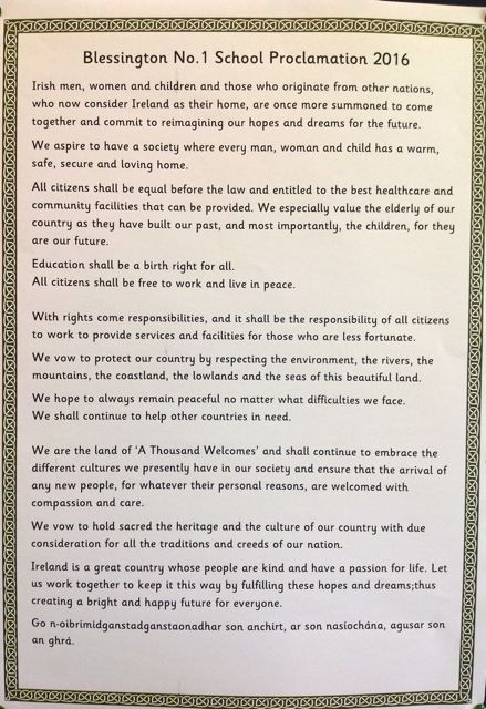 Blessington No 1 School Proclamation