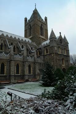 Christ Church Cathedral Dublin in the snow