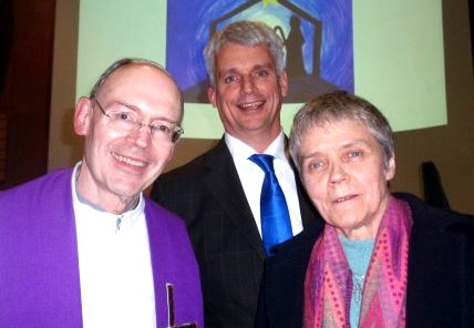 Eco-Congregation attendees: Fr Dermot Lane, Parish Priest at the Church of the Ascension of the Lord in Ballaly, Dublin; environmentalist, Gavin Harte, and Sister Catherine Brennan, chair of Eco–Congregation Ireland