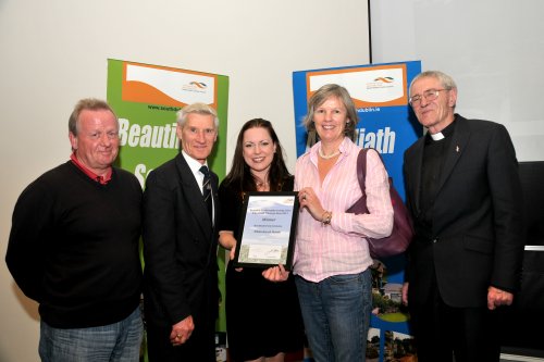 Receiving a ‘Beautiful South Dublin' Award at County Hall, Tallaght are (l–r): Brian Hatton, Reg Richards, Mayor Caitriona Jones, Pam Sheil and Canon Horace McKinley.