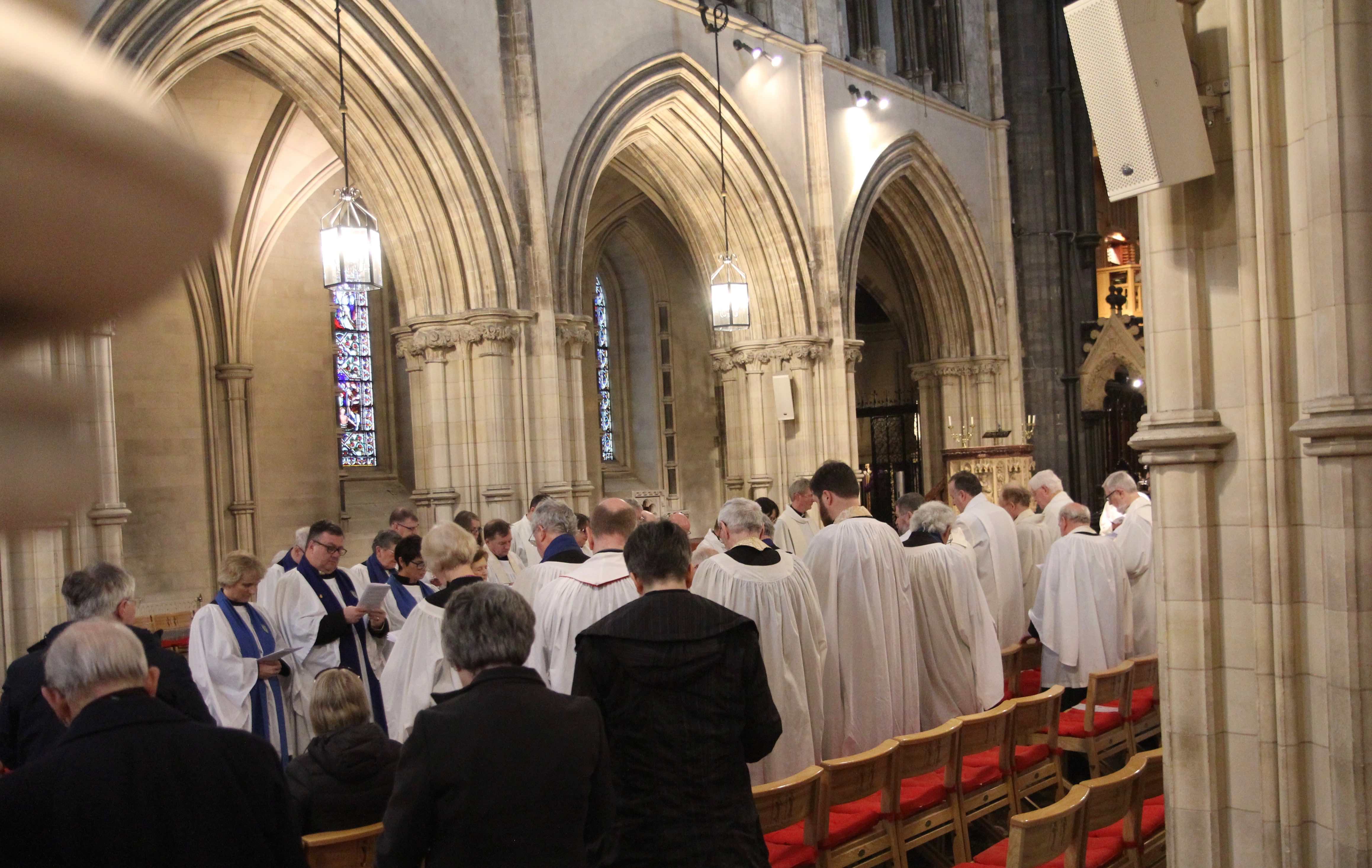 Clergy and Lay Ministers renew their commitment to ministry during the Chrism Eucharist on Maundy Thursday.