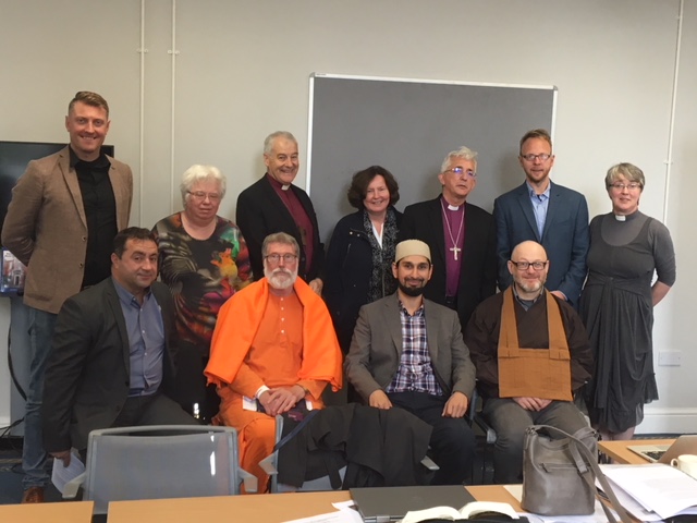 Contributors to the inaugural meeting of NIFENAC in Dublin: Back row: Philip McKinley (DCU Anglican Chaplain), Ms. Clare Amos (Diocese of Europe), Archbishop Michael Jackson (Church of Ireland), Dr Ethna Reagan (School of Theology, Philosophy and Music DCU), Bishop Michael Ipgrave (Church of England), Dr Peter Admirand (Centre for Inter-religious Dialogue DCU), Rev Prof Anne Lodge (Church of Ireland Centre DCU). Front row: Mr Adrian Cristae, Swami Purnananda Puri, Iman Arslaan Khan and Rev Myozan Kodo (all members of the Dublin City Interfaith Forum).