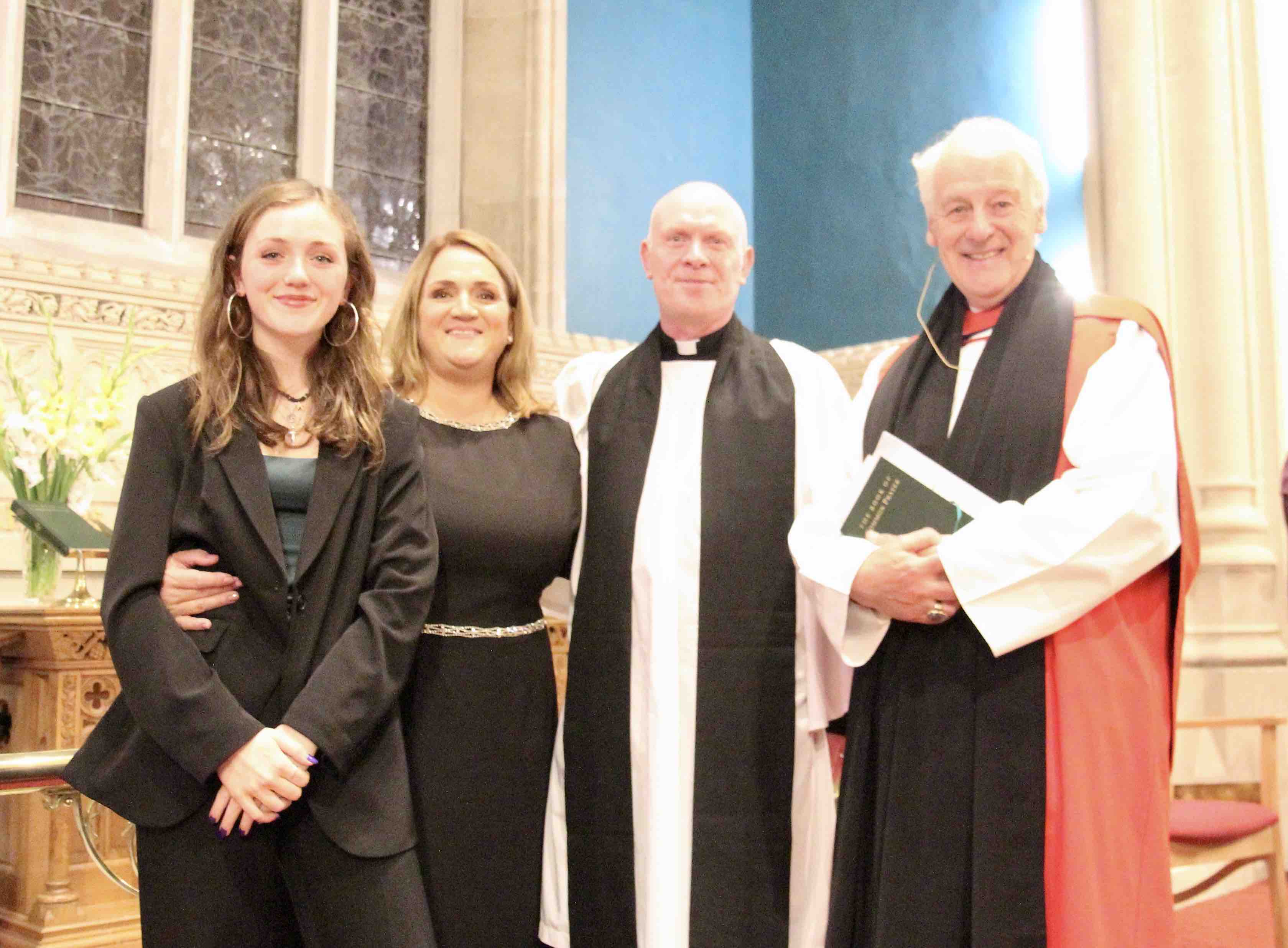 Tara Rose, Daniella and Canon Tom O'Brien with Archbishop Michael Jackson.