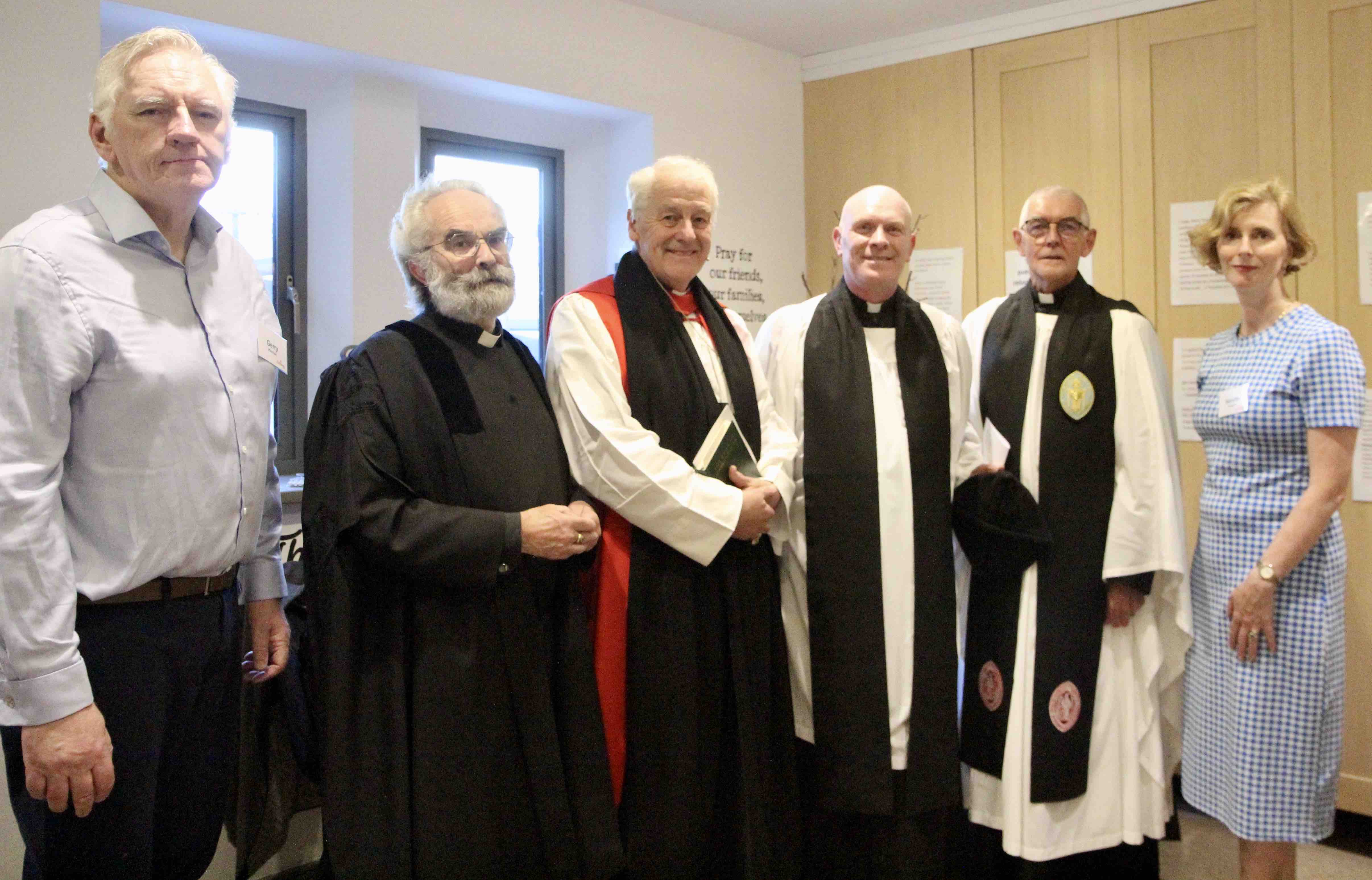 Canon Tom O'Brien with the church wardens of Crinken Gerry and Narella and the Revd Robert Marshall and Archdeacon David Pierpoint.