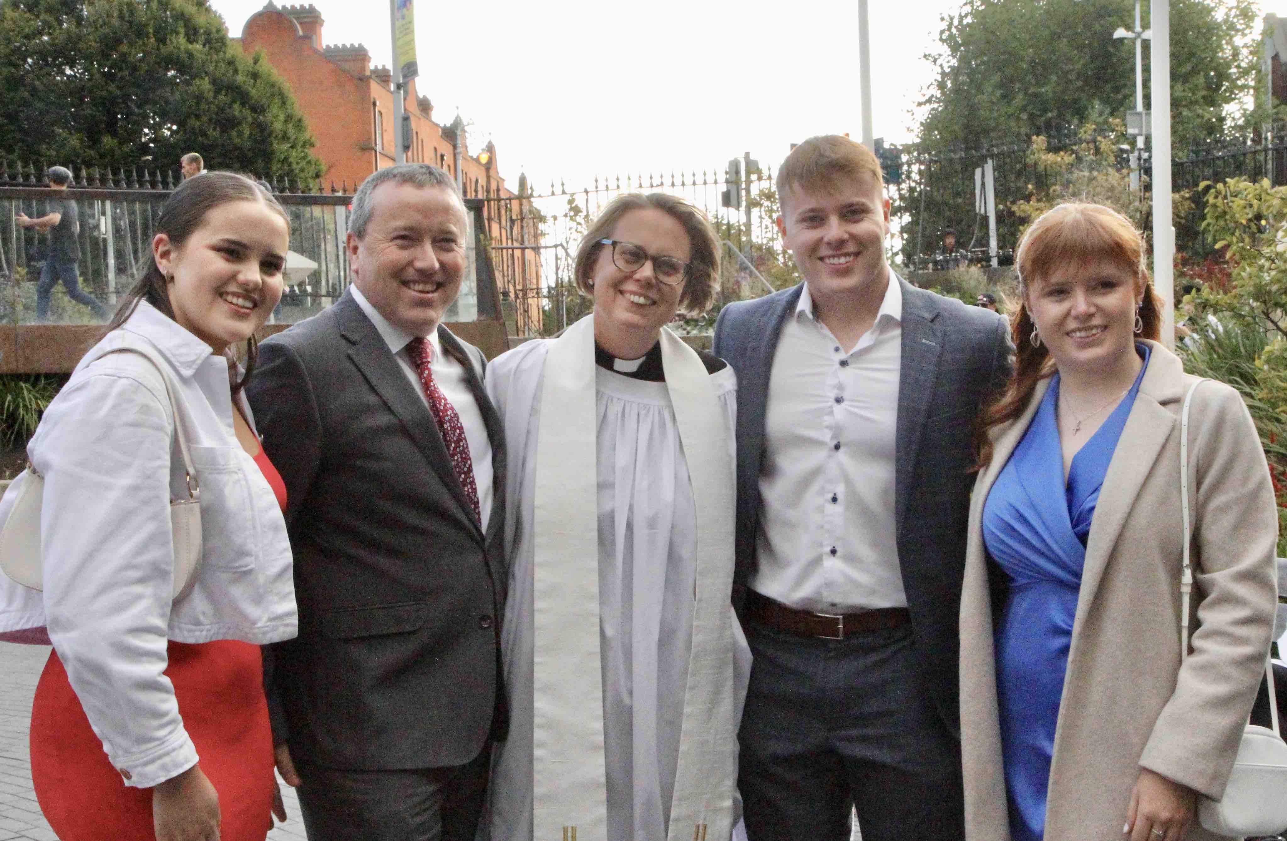 The Revd Jane Burns with her husband Dermot and their children Jamie, Ellen and Kate.